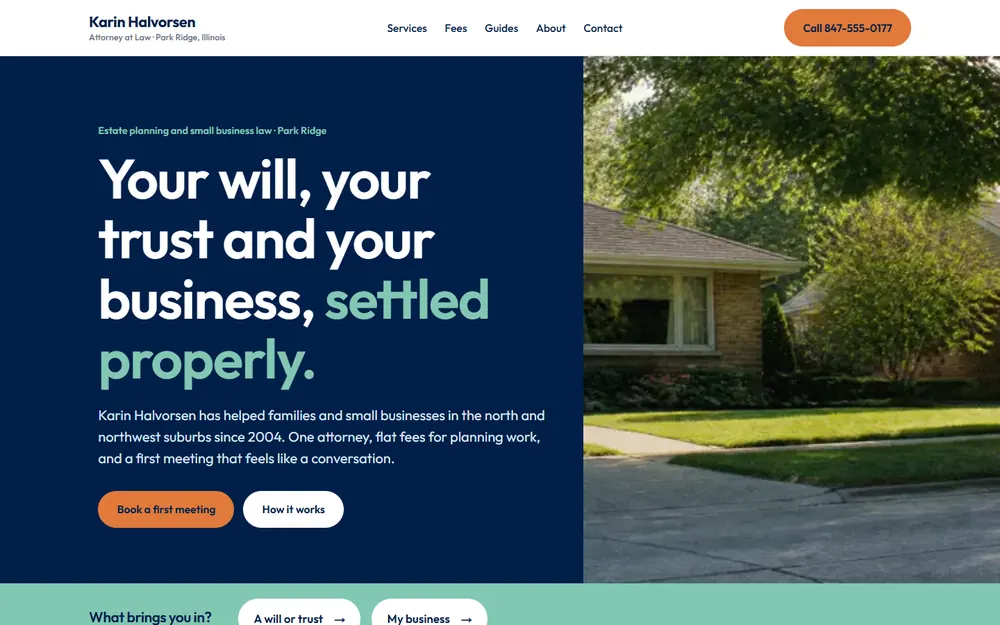 Halvorsen Law: Home page on a desktop