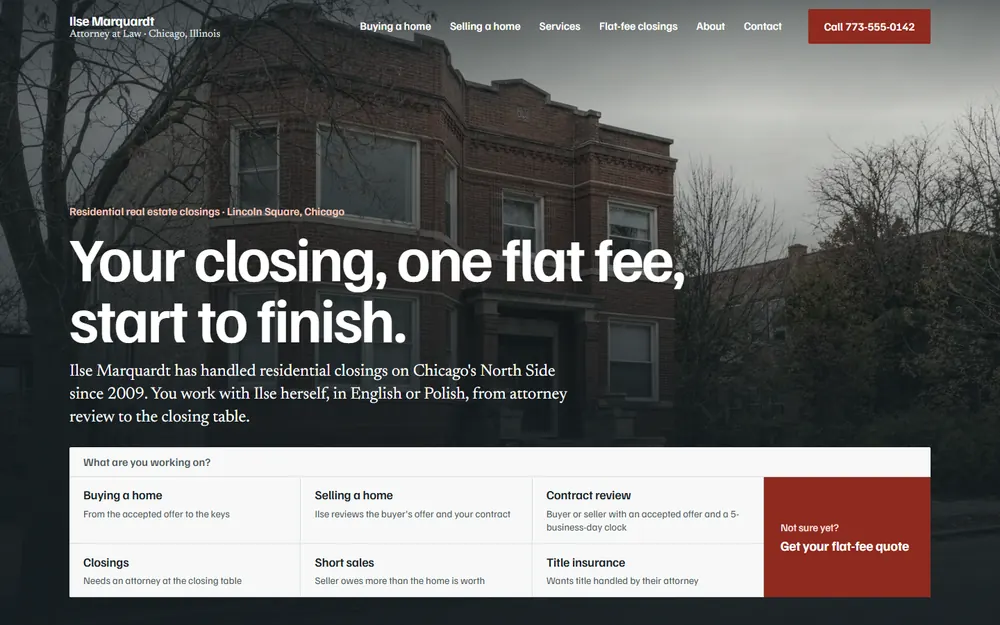 Ilse Marquardt, Attorney at Law: Home page on a desktop